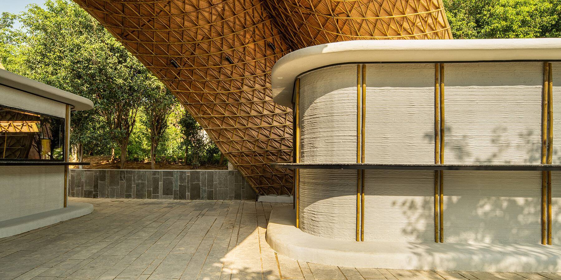 3D-Printed Kitchens and a Bamboo Gridshell Shape Lyth Design’s Food Street in India